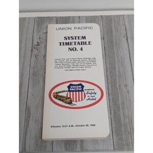 Used Union Pacific Railroad System Timetable No. 4 1980